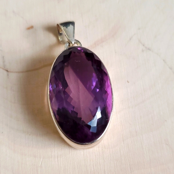 Sterling Silver 925 Nugget Amethyst Pendant. - Picture 1 of 4